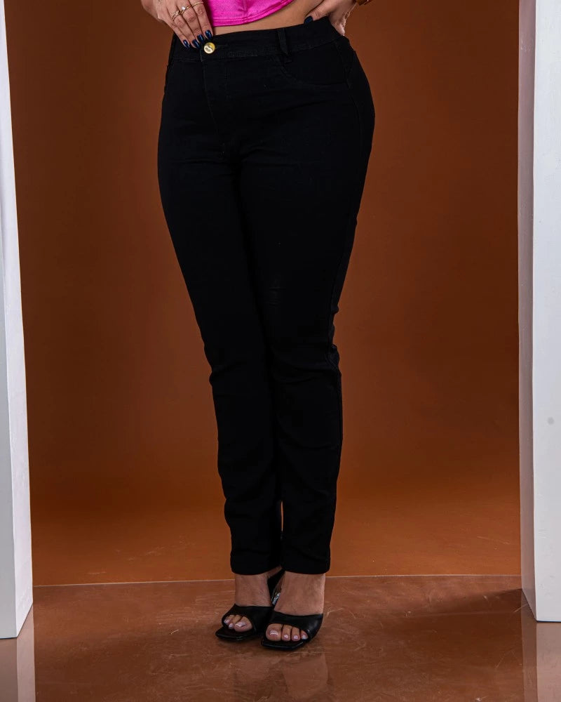 Calças Jeans Feminina PLUS SIZE PRETA