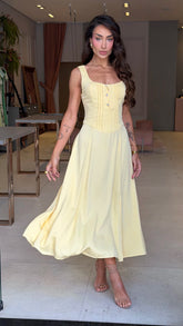 Vestido Mídi Esmeralda Amarelo
