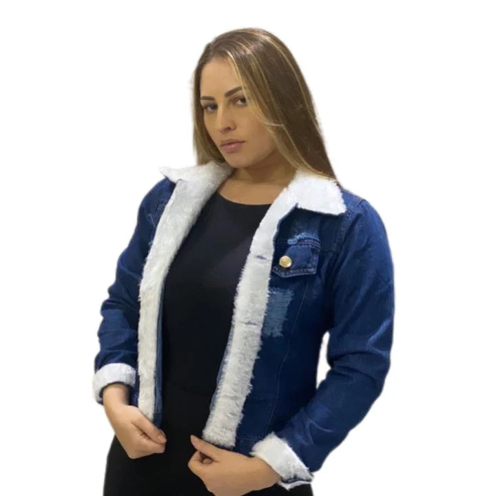 Jaqueta Jeans de Pelinho